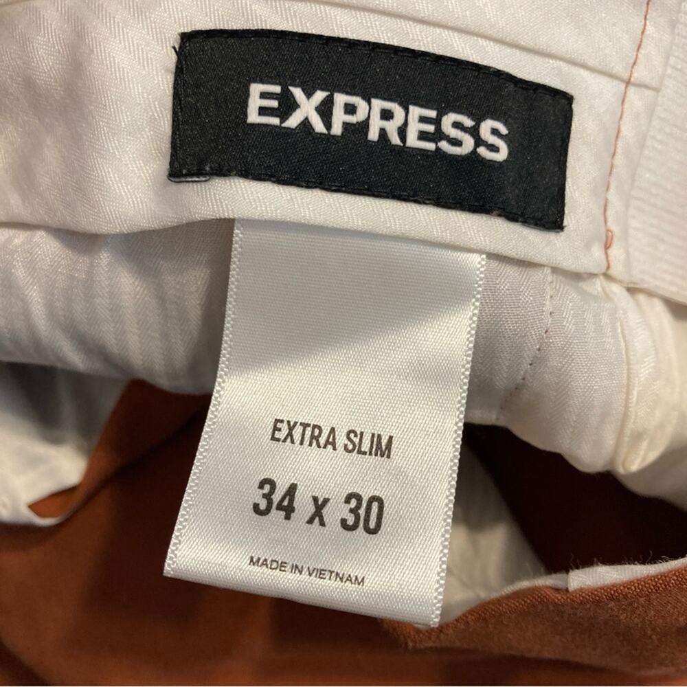 Express Extra Slim Rust Red Khaki Straight Tapered Leg Chino Pants - Picture 8 of 9
